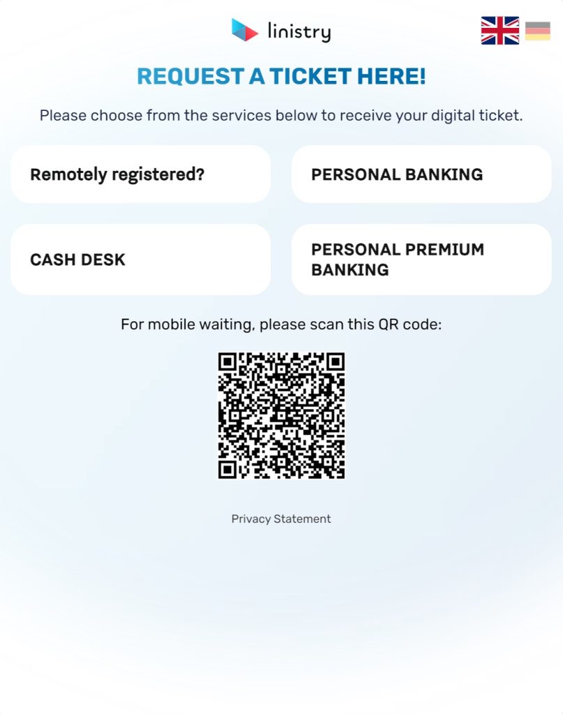 Customized, omnichannel queue management with corporate branding and multilingual support
