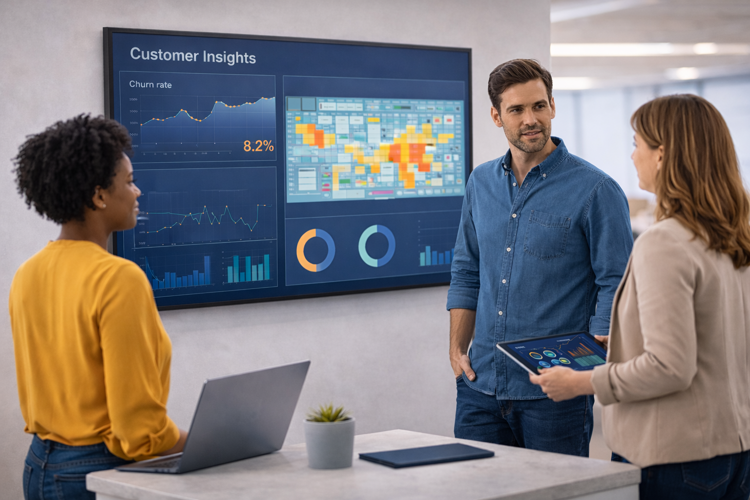 Why Your Customers Aren’t Complaining Anymore - And Why That’s a Problem - Linistry - Tailored Digital Queue Management for Enterprises Retail professionals using data analytics to detect customer churn signals.